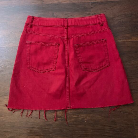 Topshop Moto red denim mini skirt size 4 - Picture 3 of 9